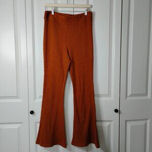 Aerie Women's Burnt Orange High Waisted Pull-On Waffle Flare Pants Size L